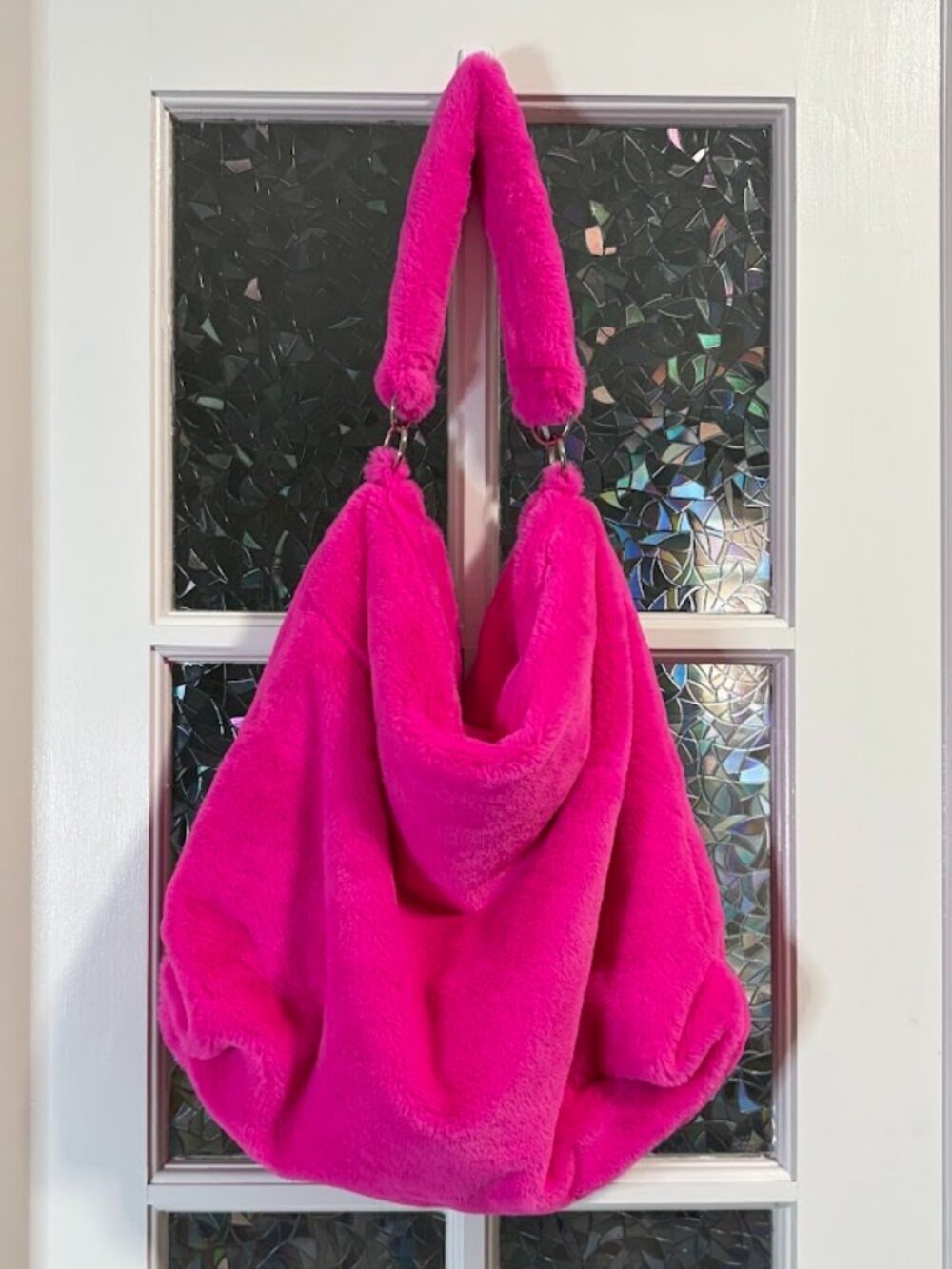 Primark Hot Pink Faux Fur Hobo Shoulder Bag Plush Purse NWOT
